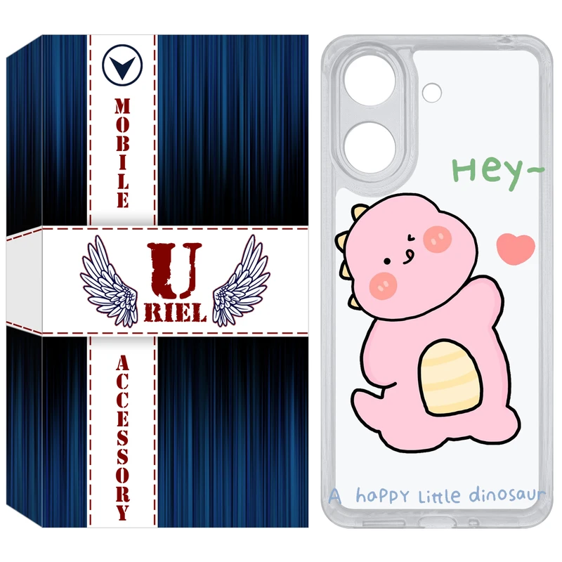 کاور یوریل مدل Clear کد 26 طرح دایناسور صورتی مناسب برای گوشی موبایل شیائومی Redmi 13C / Poco C65