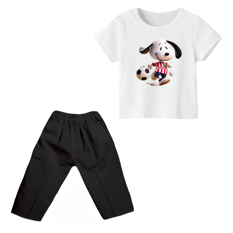 ست تی شرت و شلوارک پسرانه مدل اسنوپی کد ۱۴