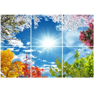  تایل سقفی آسمان مجازی طرح آسمان و فصلهای سال کد ST 2278-6 سایز 60x60 سانتی متر مجموعه 6 عددی 