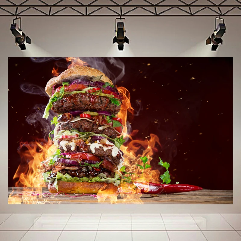 پوستر پارچه ای مدل چرم مخمل طرح همبرگر غول پیکر AR2220