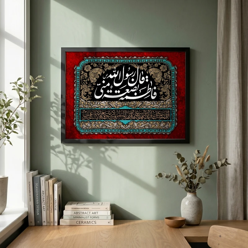 تابلو طرح فاطمه الزهرا (س) مدل G14605 فریم مشکی