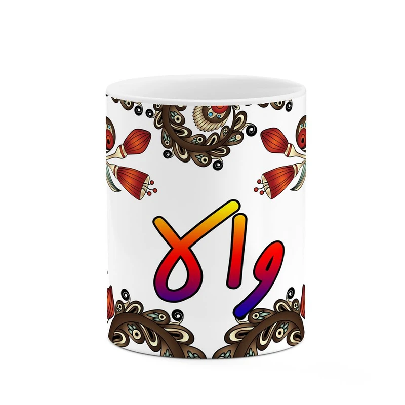 ماگ کاکتی مدل اسم والا طرح سنتی گل و بته کد mgh48373