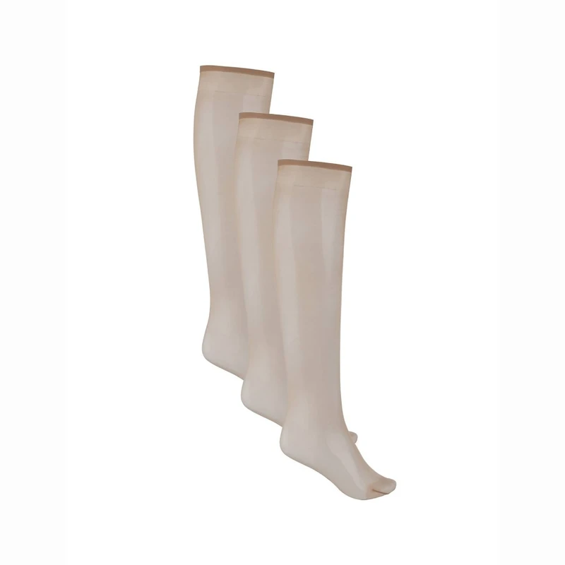 جوراب ساق بلند زنانه مدل زیر زانو شیشه ای بدون کفه بسته 3 عددی