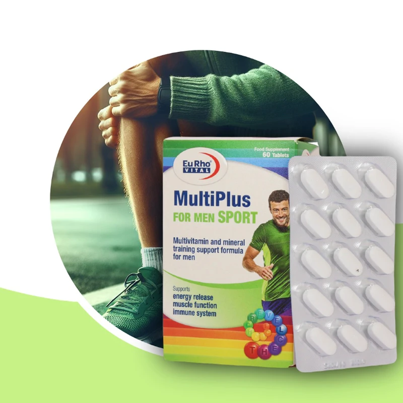 عکس شماره 6 : قرص مولتی پلاس فور من اسپرت یوروویتال بسته 60 عددی
