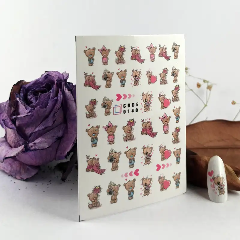 برچسب لنز ناخن مدل خرس فانتزی کد 140