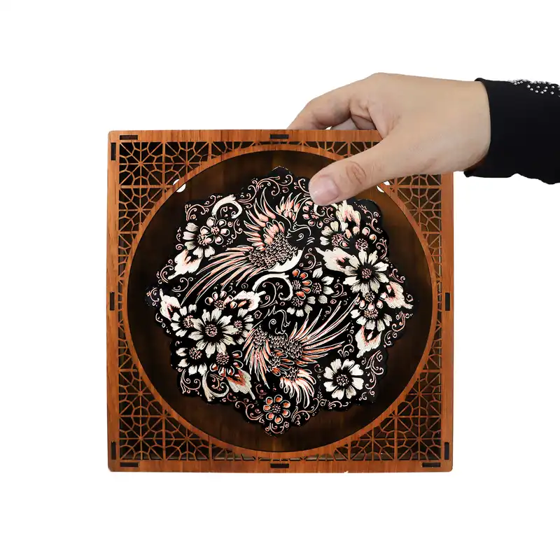 تابلو مسی فاخر مدل الماس تراش مدل سیلورپلیتینگ طرح دو پرنده کد HQ20d16