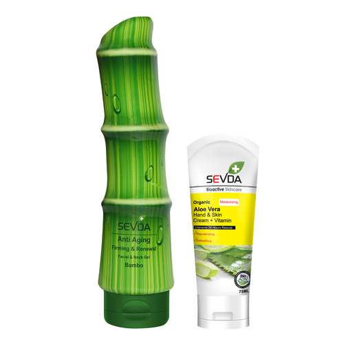 ژل آبرسان سودا مدل لیفتینگ بامبو حجم 250 میلی لیتر به همراه کرم مرطوب کننده مدل آلوئه ورا و ویتامینه حجم 75 میلی لیتر