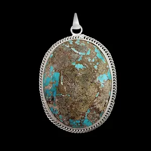 آویز گردنبند نقره زنانه مدل فیروزه نیشابور کد NG2644