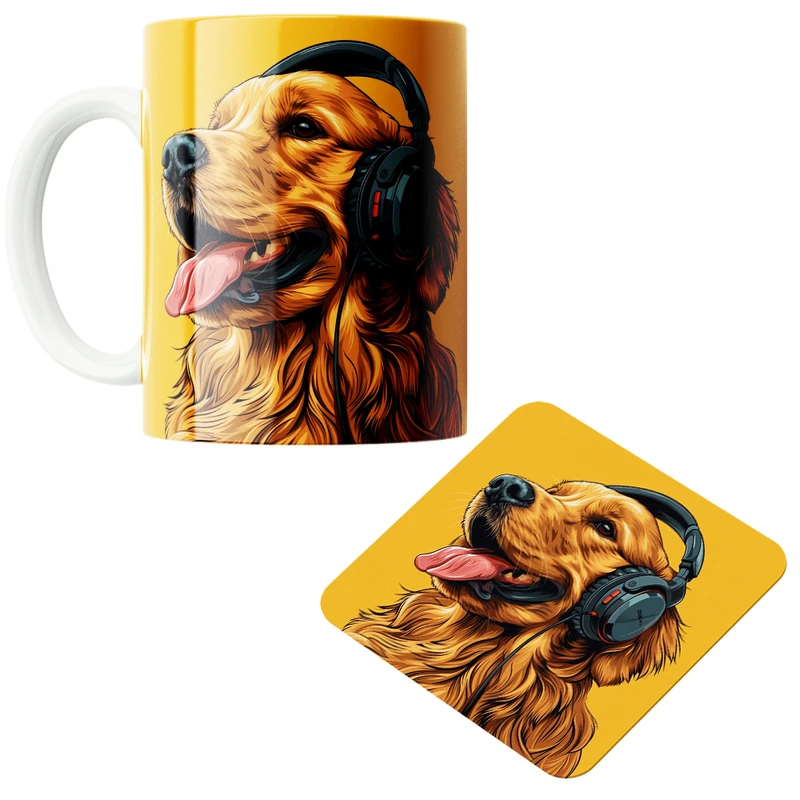 ماگ پاد آفرین مدل سگ کیوت کد PZ549 به همراه زیرلیوانی