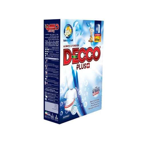 پودر ماشین لباسشویی دکوپلاس + مدل optical clean وزن 500 گرم