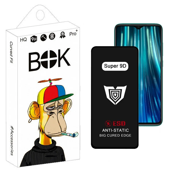 محافظ صفحه نمایش بوک مدل Super 9D Touch مناسب برای گوشی موبایل  شیائومی Redmi note 8 pro