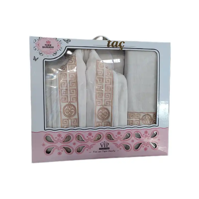 سرویس حوله پالتویی 3 تکه تاج طرح ایپک پنبه کد 01 سایز 125