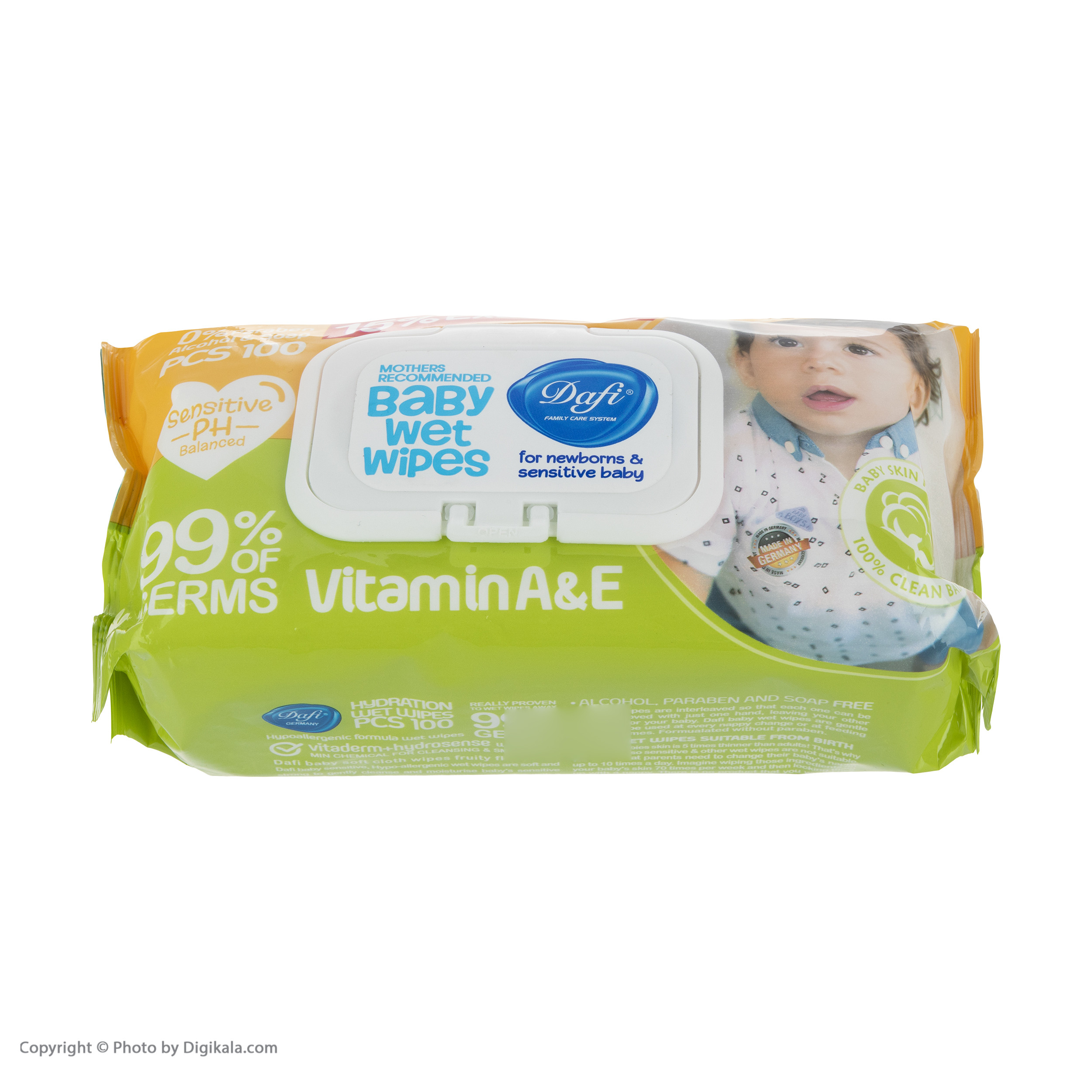 دستمال مرطوب کودک دافی کد 005 بسته 100عددی