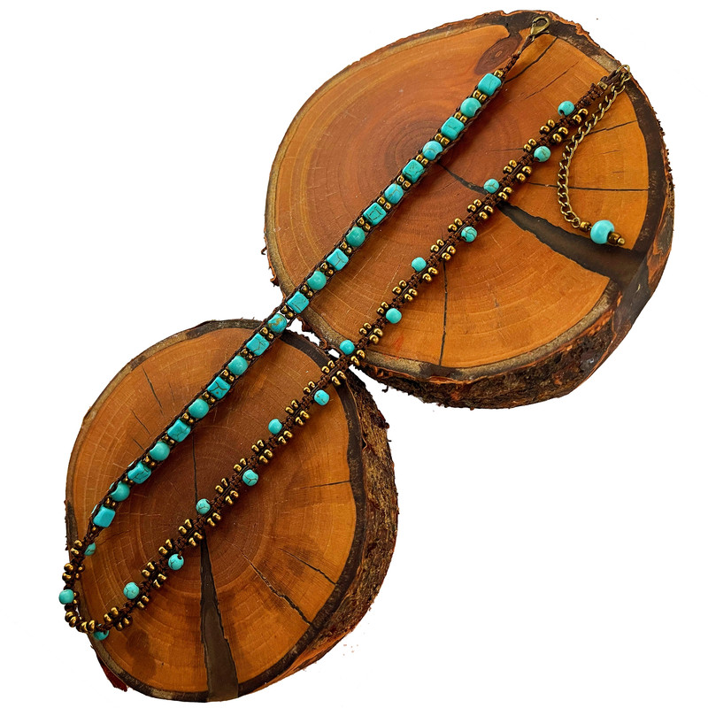 پابند زنانه دل تافته مدل پیچ چرمی فیروزه کد A31