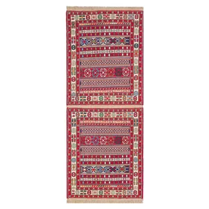 گلیم دستبافت یک متری طرح ترکمن کد B2B3 بسته 2 عددی