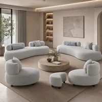 مبل راحتی هشت نفره با روکش پارچه و پایه چوب نوین چوب پارس مدل Lit0 همراه با پاف به همراه 6 کوسن