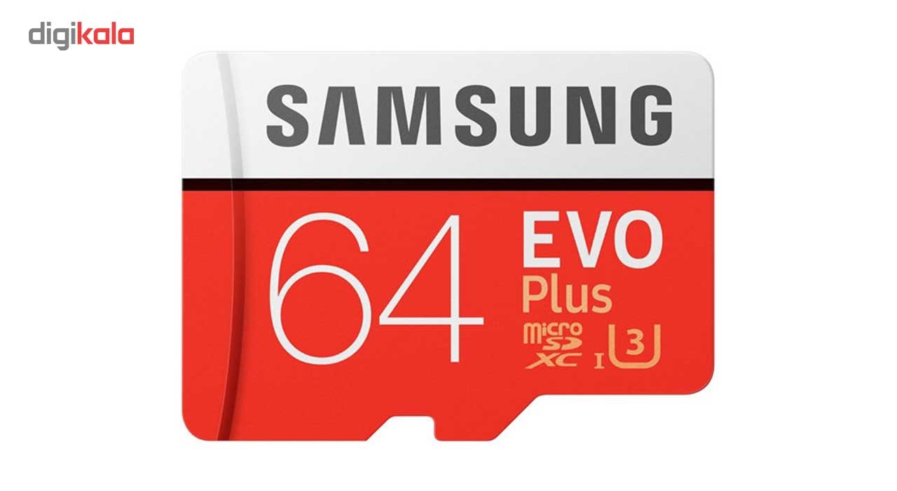 کارت حافظه microSDXC سامسونگ مدل Evo Plus کلاس 10 استاندارد UHS-I U3 سرعت 100MBps همراه با آداپتور SD ظرفیت 64 گیگابایت