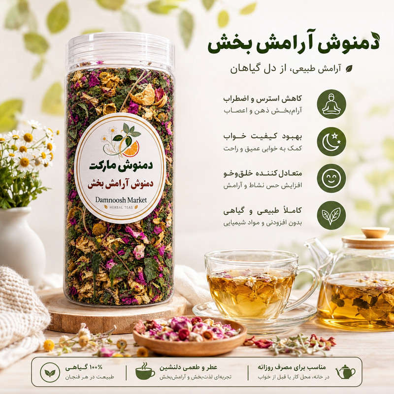 دمنوش آرام‌بخش و ضداسترس دمنوش مارکت - ۹۰ گرم