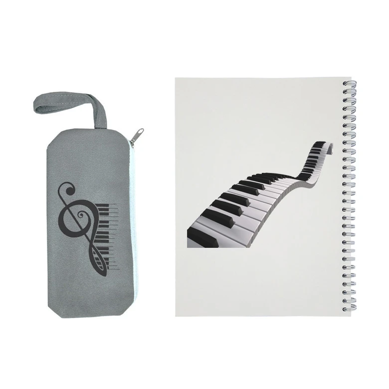 دفتر مشق 50 برگ مدل پیانو به همراه جامدادی