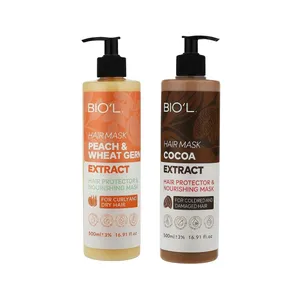 ماسک مو بیول مدل  کاکائو و هلو مناسب برای موهای خشک و آسیب دیده حجم 500 میلی لیتر مجموعه 2 عددی