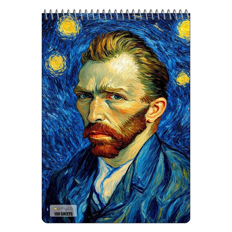دفتر شطرنجی 100 برگ کارنیکا طرح شب پرستاره فانتزی ون گوگ Fantasy Starry Night Van Gogh کد 63021