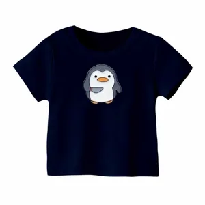 تی شرت آستین کوتاه بچگانه مدل  پنگوئن عصبانی رنگ سرمه ای