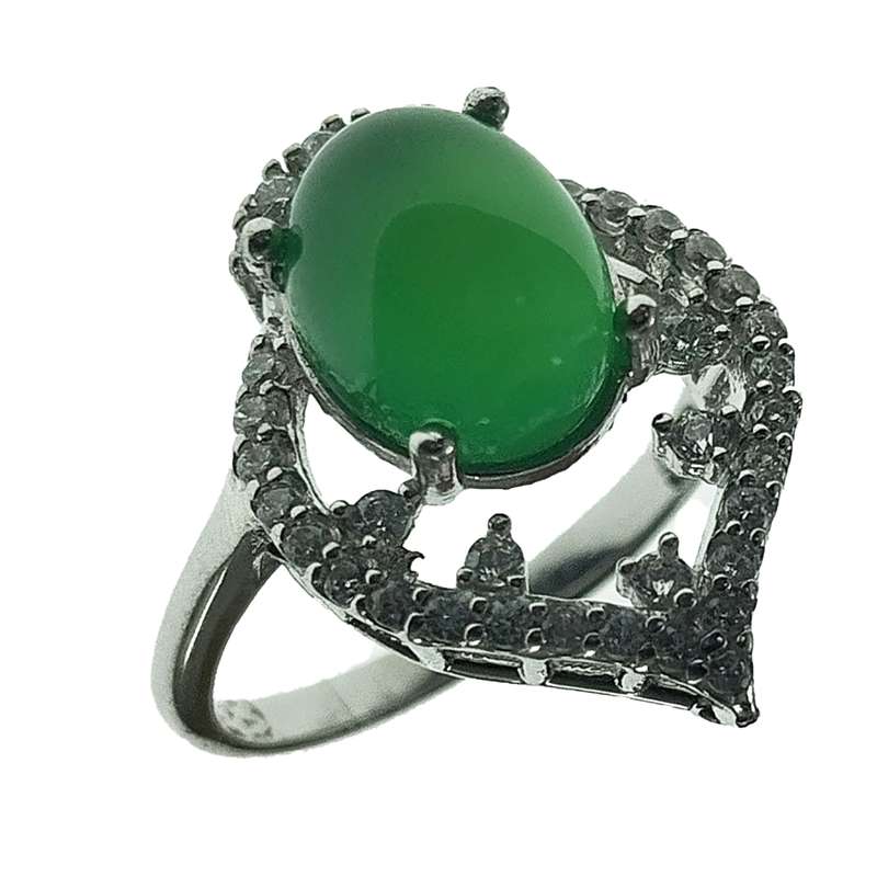 انگشتر نقره زنانه سلین کالا مدل عقیق یشم کد 60