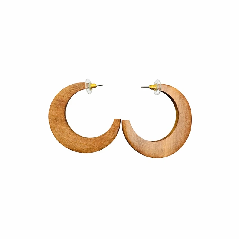 گوشواره میخی زنانه مدل ماه چوبی