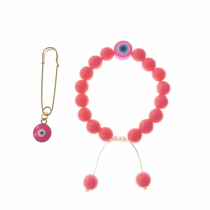 دستبند بچگانه مدل چشم نظر 01 به همراه سنجاق سینه