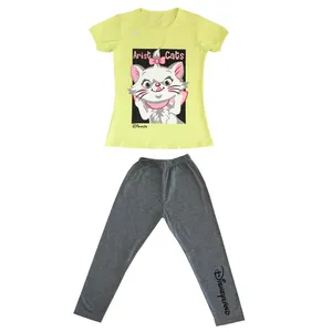 ست تی شرت آستین کوتاه و شلوار دخترانه مدل DPK03