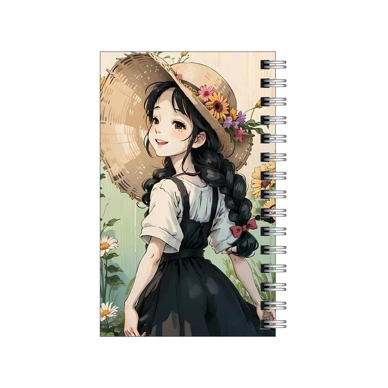 دفترچه یادداشت مدل to do list طرح دختر در میان گل ها کد 5726760