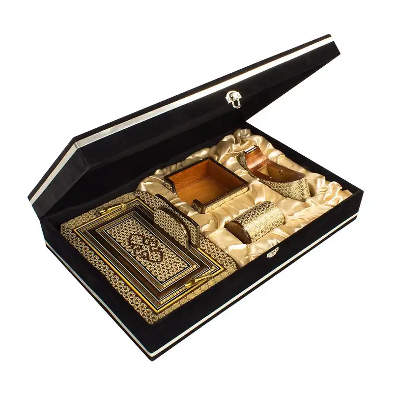 ست لوازم اداری رومیزی خاتم کاری کد 5 مجموعه 5 عددی