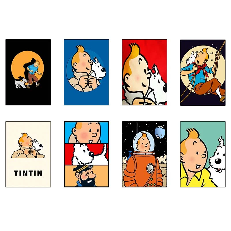 پوستر کارنيکا طرح ماجراهای تن‌تن tin tin کد 17833 مجموعه 8 عددی