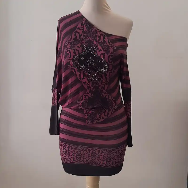 پیراهن زنانه مدل یقه رومی آستین بلند