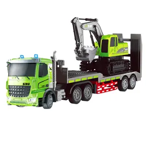 ماشین بازی کنترلی مدل تریلی حمل خودرو و بیل مکانیکی طرح لاکچری کد HJ8010