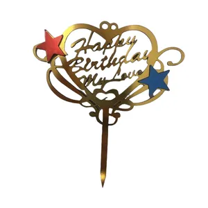 تاپر تزیین کیک مدل تولدت مبارک قلبی کد 4411