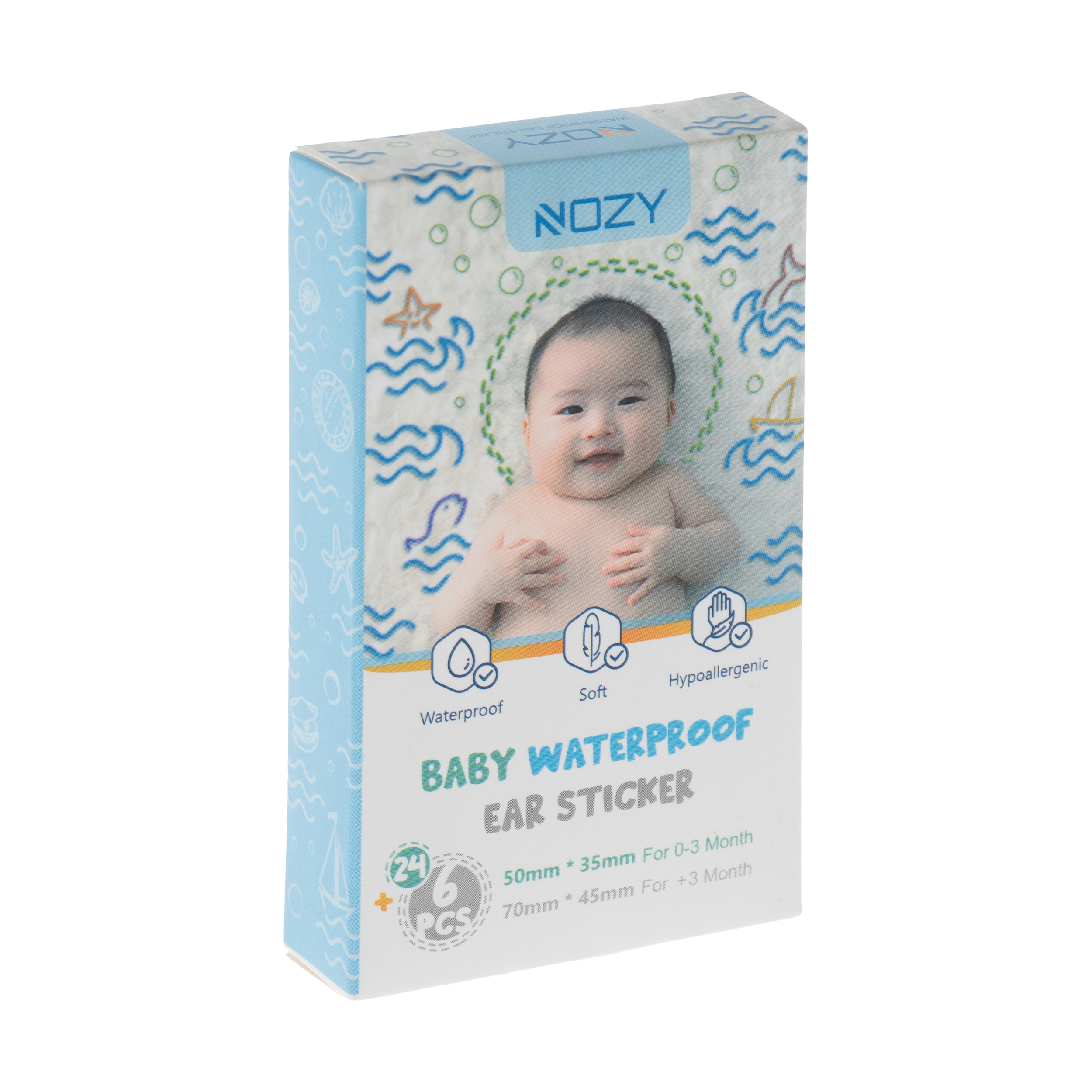 محافظ گوش حمام نوزاد نوزی مدل tiny sheild بسته 30 عددی