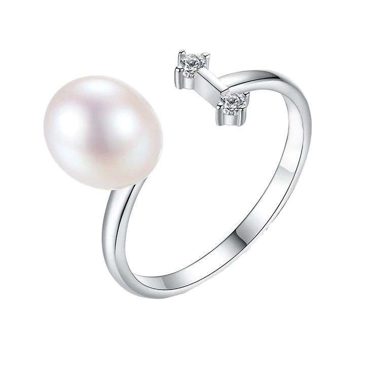  انگشتر نقره زنانه قیراط طرح مروارید کد GH4444