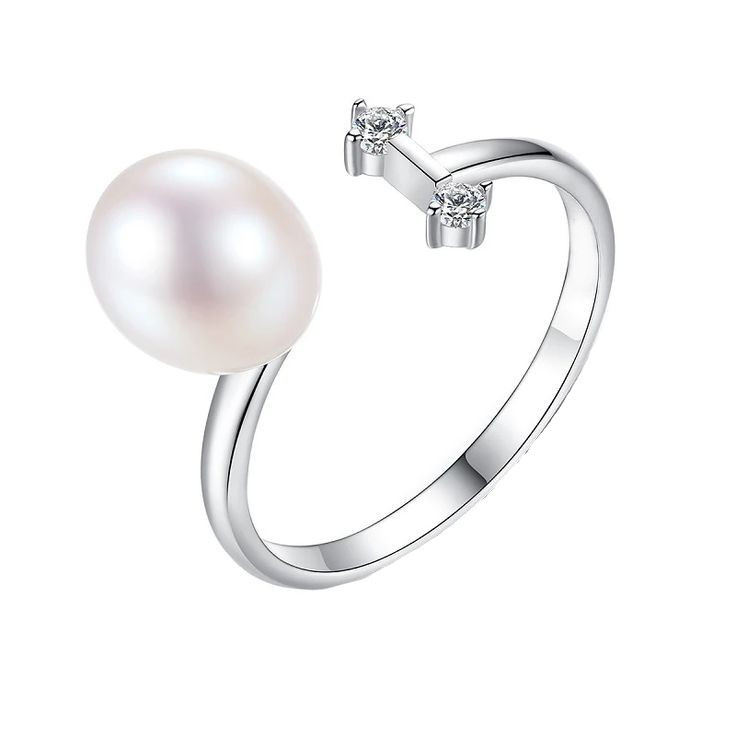 انگشتر نقره زنانه قیراط طرح مروارید کد GH4444