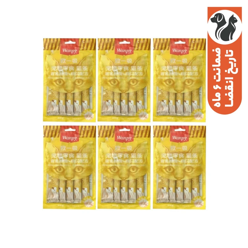 بستنی گربه ونپی مدل زرد مرغ وزن 70 گرم بسته 6 عددی