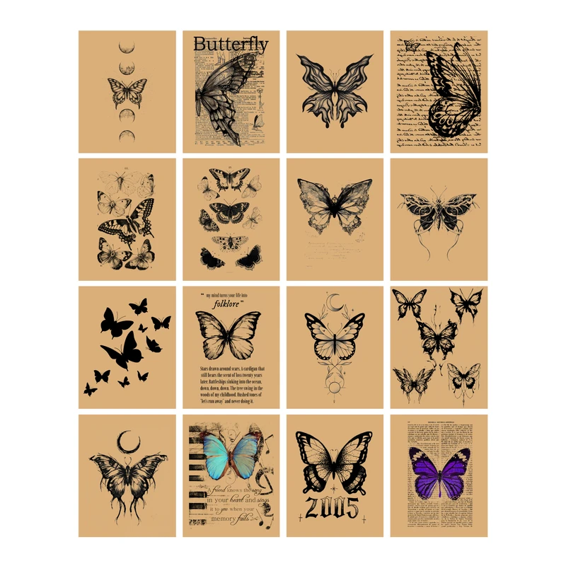 پوستر کرافت طرح پروانه کد 01 بسته 16 عددی
