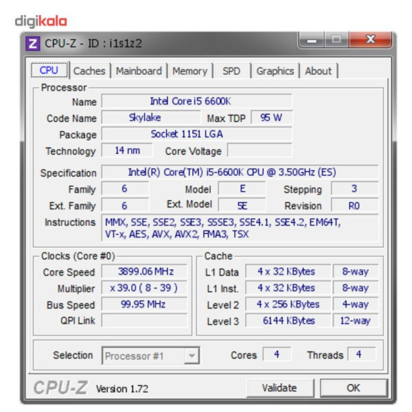 پردازنده مرکزی اینتل سری Skylake مدل Core i5-6600K 3