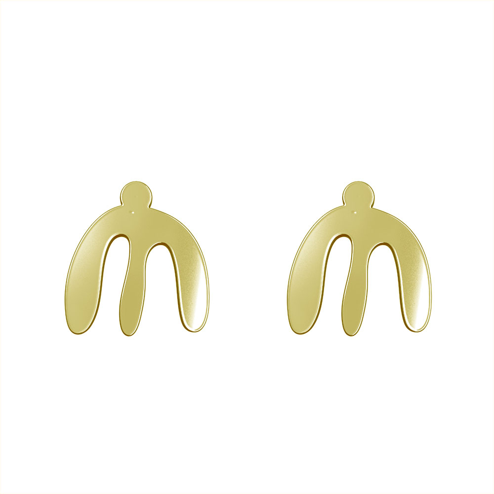 گوشواره طلا 18 عیار زنانه مدوپد مدل هندسی کد GA1-12002