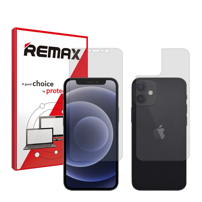 محافظ صفحه نمایش شفاف ریمکس مدل HyGEL مناسب برای گوشی موبایل اپل iPhone 12 به همراه محافظ پشت گوشی