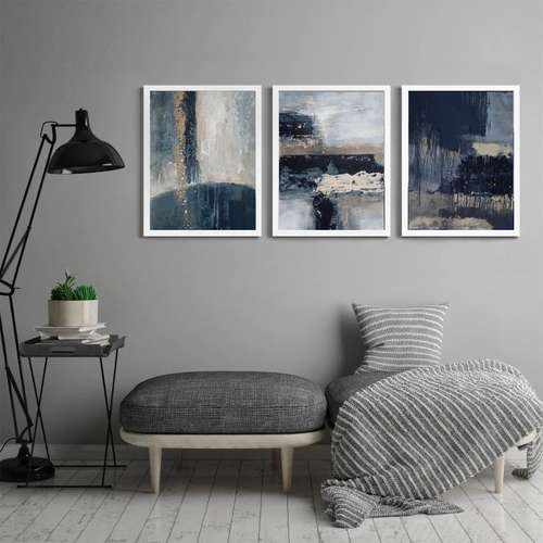 تابلو طرح پتینه مدرن کد YF1201W مجموعه سه عددی