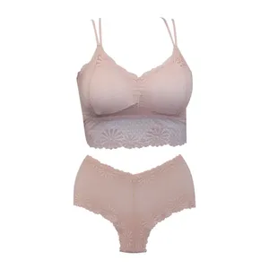 ست شورت و نیم تنه زنانه مدل گیپوری کد 8813 رنگ کرم