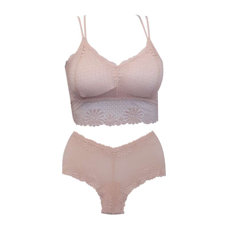 ست شورت و نیم تنه زنانه مدل گیپوری کد 8813 رنگ کرم