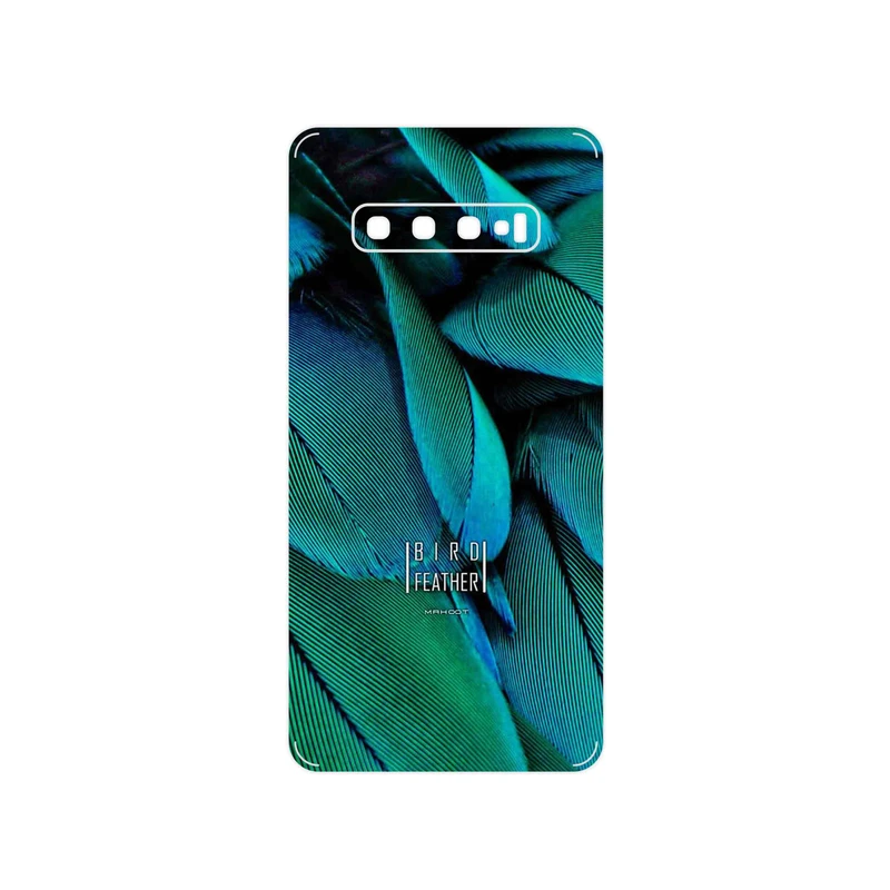 برچسب پوششی ماهوت مدل Green Feather مناسب برای گوشی موبایل سامسونگ Galaxy S10 Plus