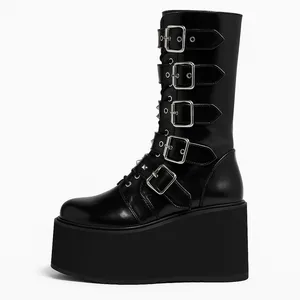 بوت زنانه مدل  لژدار براق سگک‌دار کد Punk