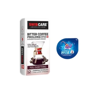 کاندوم سوئیس‌کر مدل Coffee Prolong بسته 12 عددی به همراه کاندوم ناچ کدکس مدل بلیسر